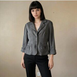 WHBM | Gray Checkered Blazer Jacket Sz 14